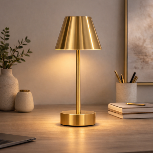 Elegance Rechargeable LED Table Lamp Plated Brass LED Touch Switch