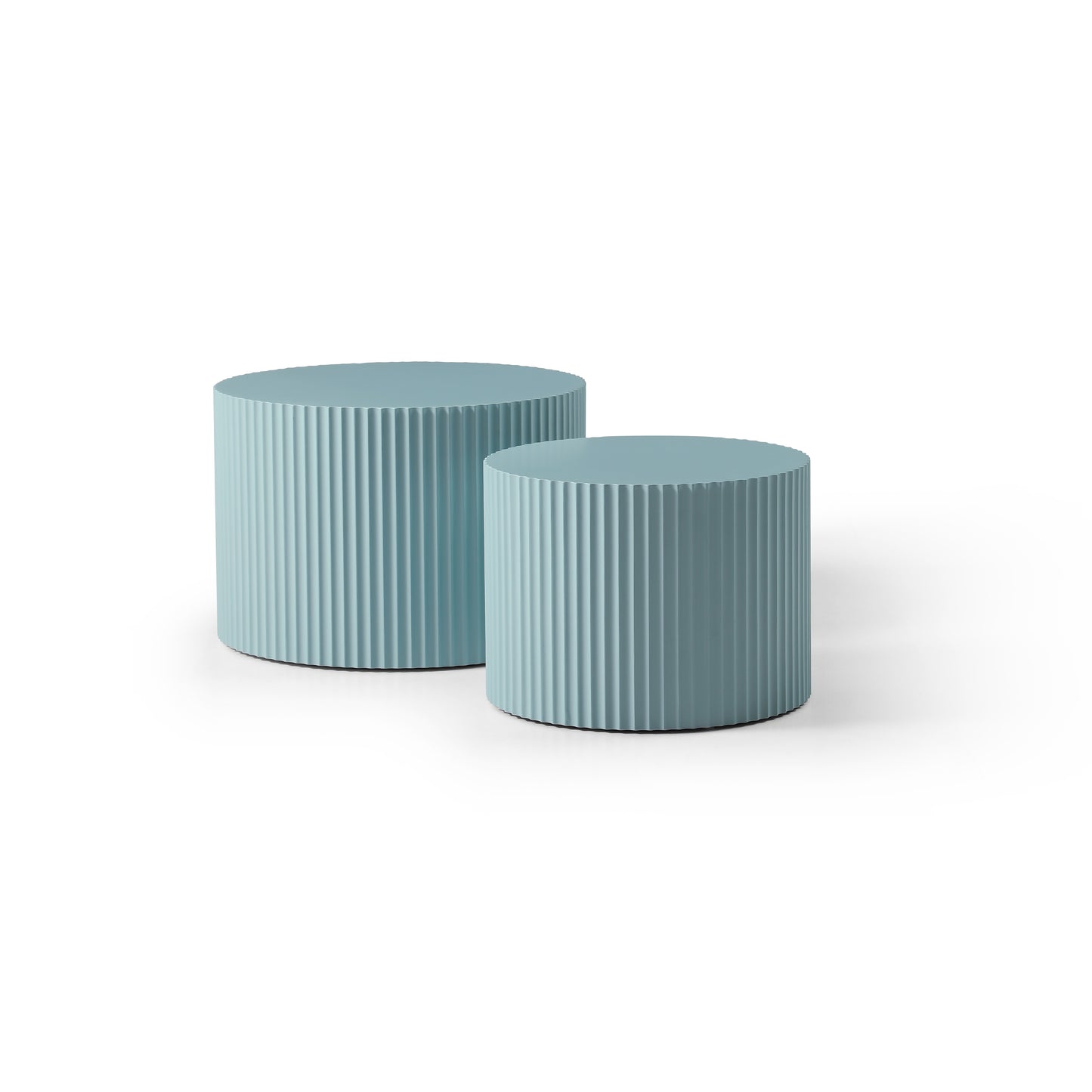 MDF Nesting Table Set Of 2,Handcraft Round Coffee Table For Living Room Leisure Area,  Blue