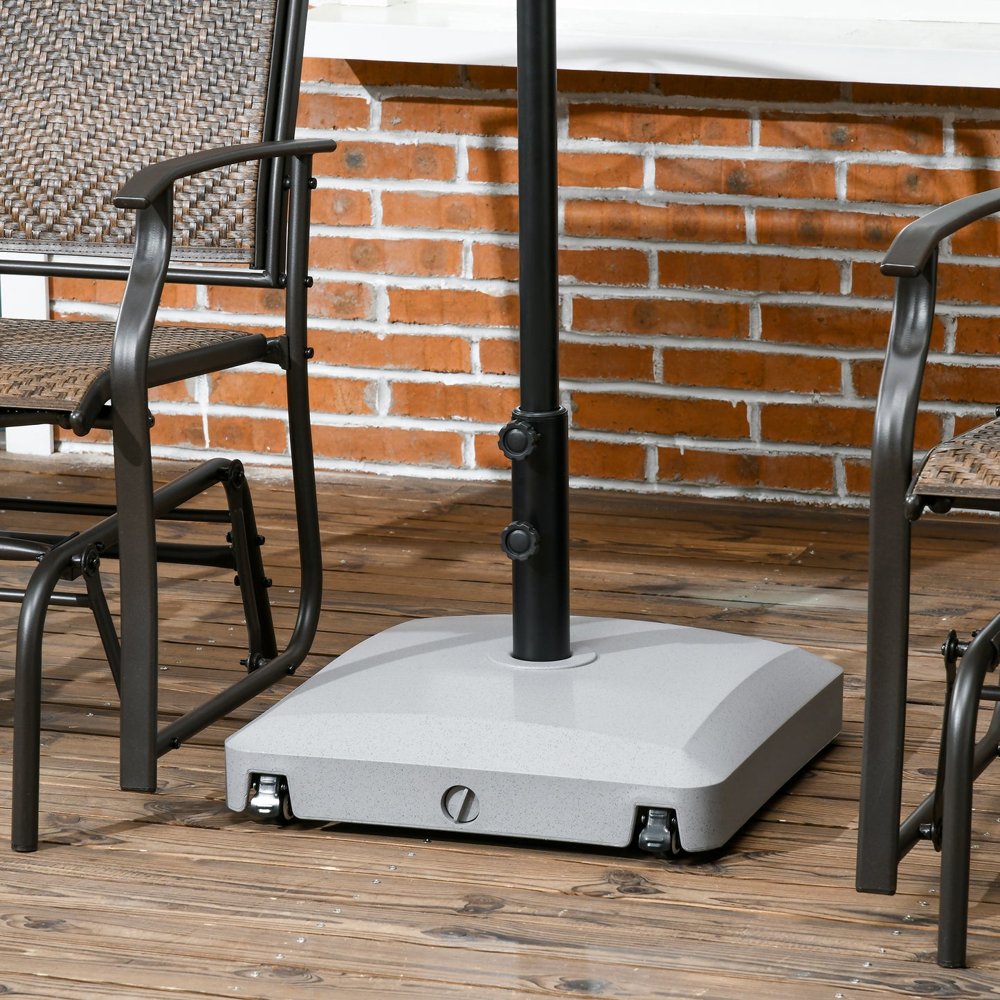 Patio Umbrella Base With Wheels, 53lbs Water Or 66lbs Sand Filled, Heavy Duty Outdoor Umbrella Stand Holder, Gray