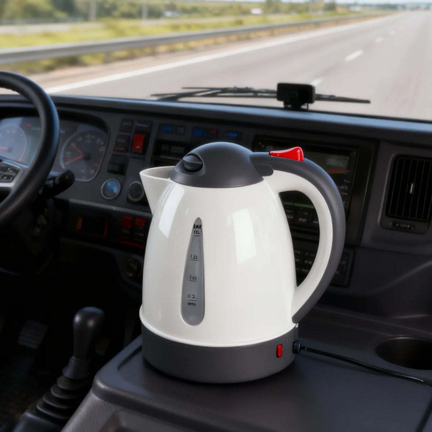 150W Portable Car Electric Kettle 10 0 0ml Truck Heated Water Tea Coffee Kettle Auto Shut Off For Road Trip Beige
