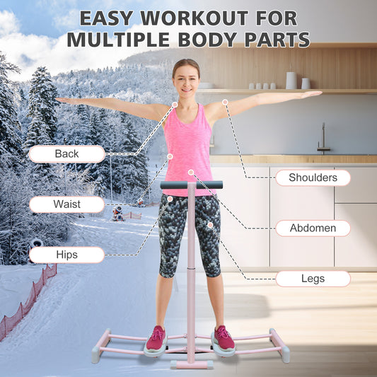 Ski Machine Foldable, Simulated Ski Trainer With 4-Level Adjustable Non-Slip Pedal Armrest, Pelvic Floor Muscle Trainer For Home