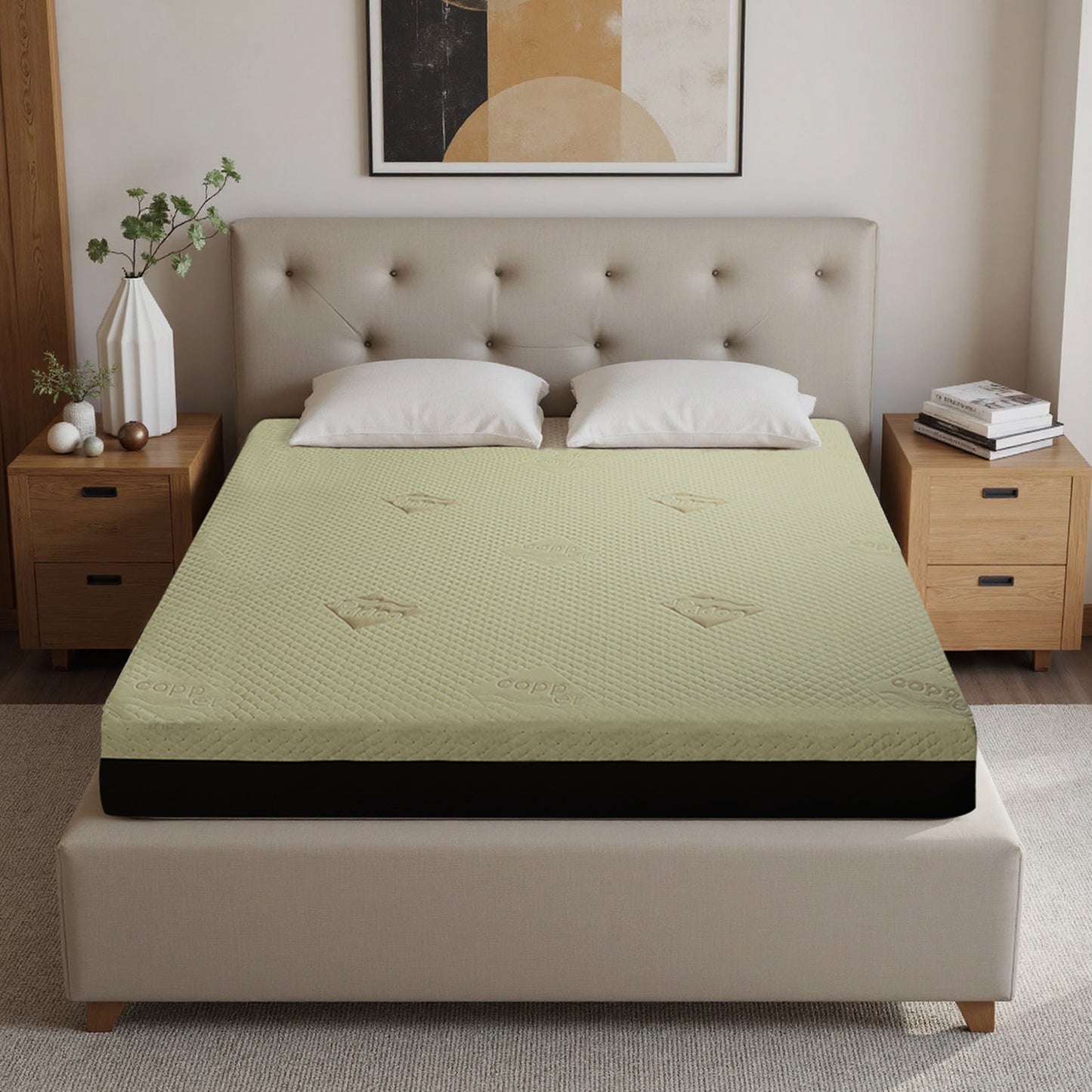 12-Inch Queen Mattress  Copper Infused Cooling Gel Foam Bed, 7-Zone Pressure Relief, Air Layer Comfort Cover, Medium Firm Support Made In Japan