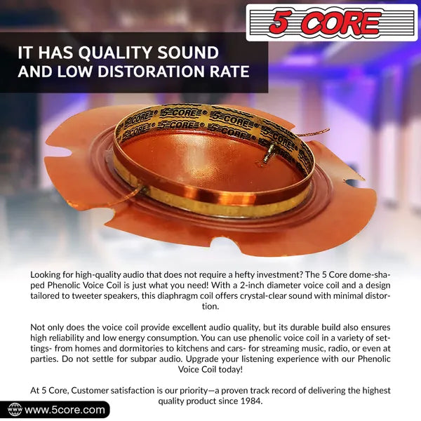 5 Core Replacement Diaphragm 50Pc Titanium Universal 2" Phenolic Compression Driver Horn Voice Coil - DP1 50PCS
