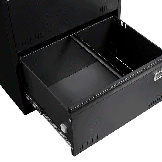 Filing Cabinet Lateral File Cabinet 3 Drawer, Blcak Locking Metal File Cabinets Three Drawer, Office Filing Cabinet With Lock Drawers For Home Office Legal Letter A4 F4
