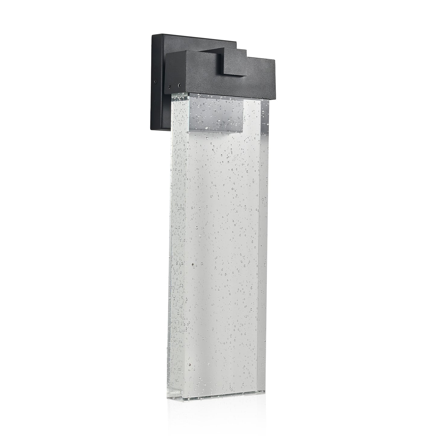 18 H 1-pack 12W Modern Outdoor Wall Light Fixture, Weatherproof LED Wall Sconce With Bubble Crystal, Black Finish, Up And Down Lighting For Porch, Patio, And Garden