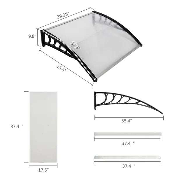 HT-100 X 96cm Household Application Door & Window Rain Cover Eaves Black Holder
