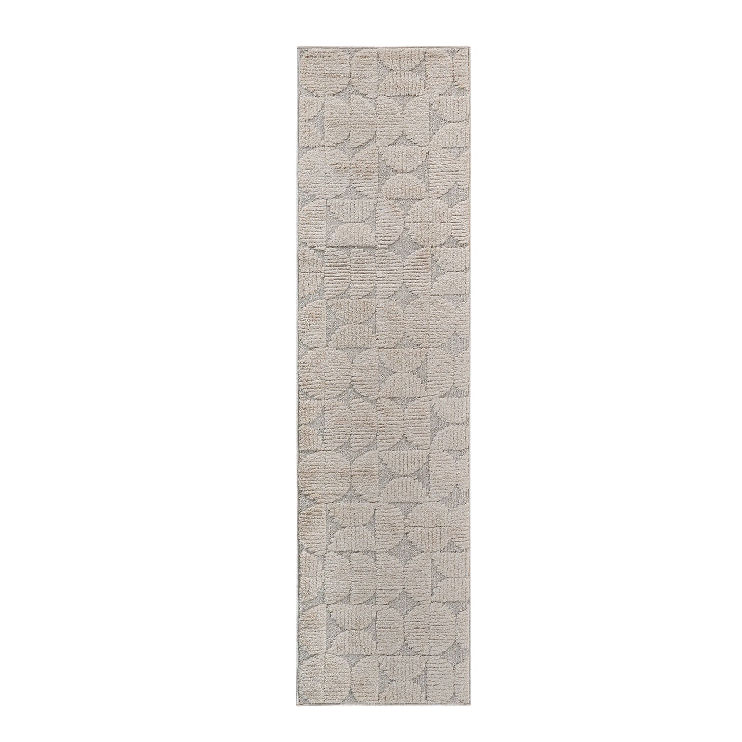 Step Collection High-Low Beige Indoor Runner Rug, 2'2''x8', Modern, Contemporary, Geometric, Bohemian, Bedroom, Kitchen, Living Room, Hallway, Non Shedding Carpet