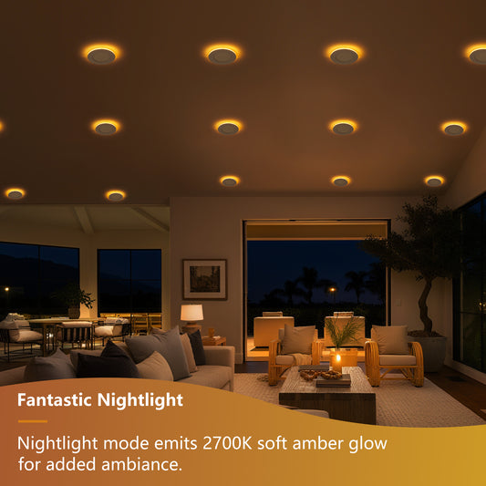 6 Pack 4 Inch White LED Recessed Light, Dimmable, 2700K-5000K 5CCT, 800LM High Brightness, 9W 120V, Ultra-Thin Canless Wafer Light