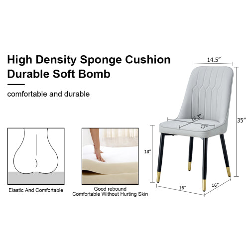 Modern Dining Chairs Are Equipped With Light Gray PU Artificial Leather Backrest Cushions And Black Metal Legs, Suitable For Restaurants,kitchens,and Bedrooms.Set Of 4pieces  Light Gray PU