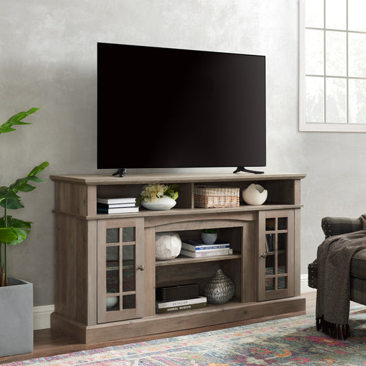 Classic TV Media Stand Modern Entertainment Console For TV Up To 65  With Open And Closed Storage Space, Gray Wash, 58.25 Wx15.75 Dx32 H