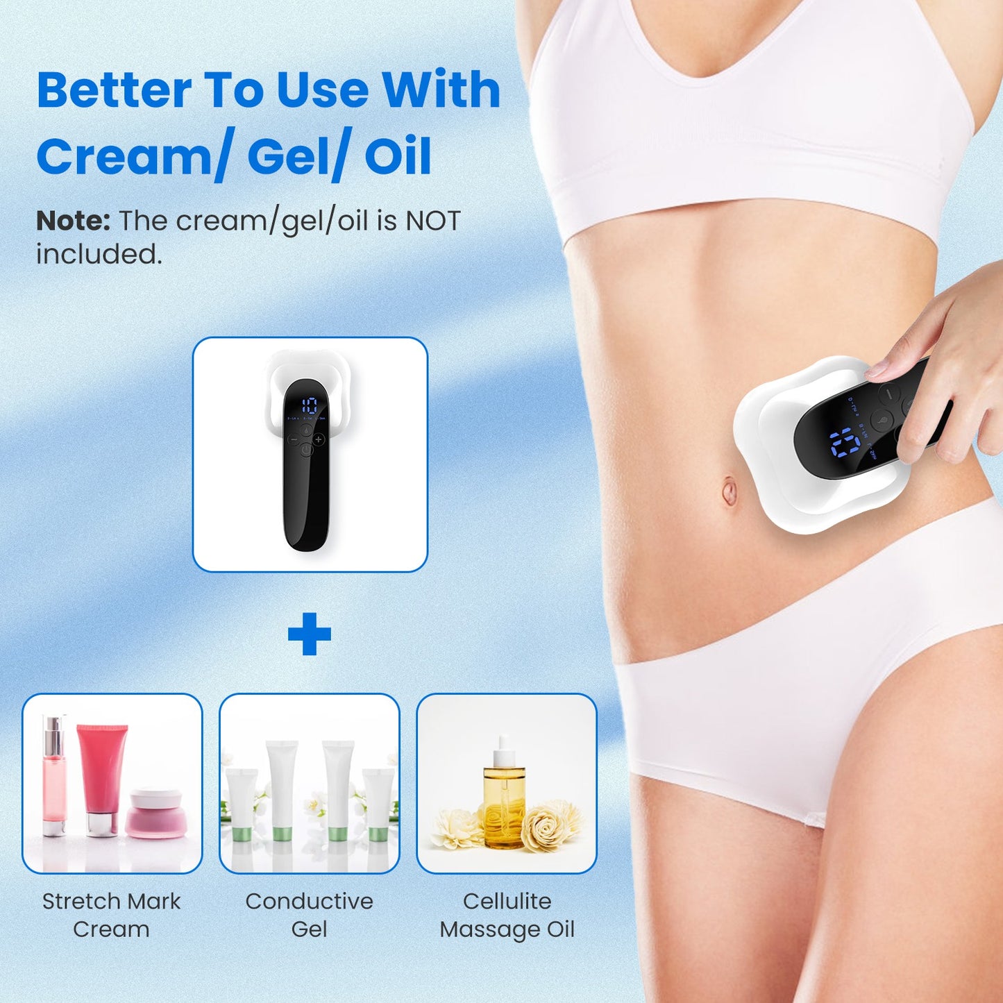 1Pc Body Shaping Machine Cordless Cellulite Massager Skin Tightening Device With 3 Modes 10 Levels Heating Function 15Mins Auto Off For Belly Waist Butt Arms Legs Hip Neck