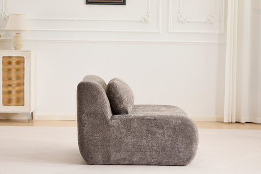 Compression Wave Sofa, Convertible Floor Sofa Bed, DIY Boneless Modular Sectional Sofa, No Assembly Required, Rabbit Velvet Fabric, With 1 Single Sofa, Grey