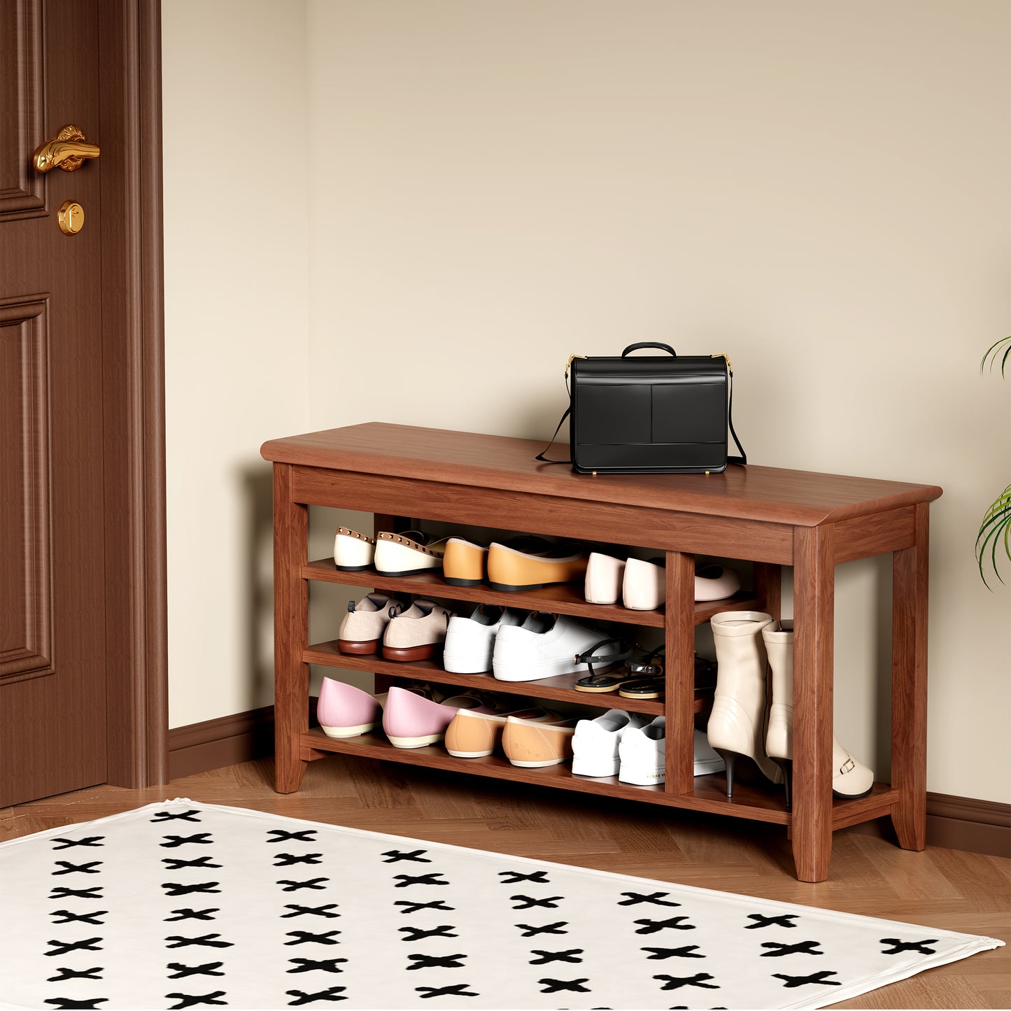 Adjustable Shoe-changing Bench, Storage Bench, Hidden Storage. With A Load-bearing Capacity Of Up To 550 Pounds, Suitable For Bedrooms And Corridors. 1 0 0 Solid Wood.
