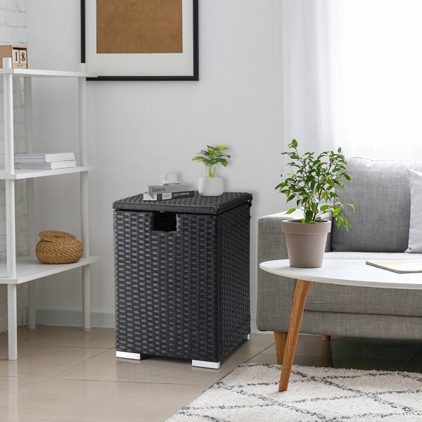 Gas Cylinder Storage - Black Four-strand Rattan - 40X40X57cm - Rattan Edge Table