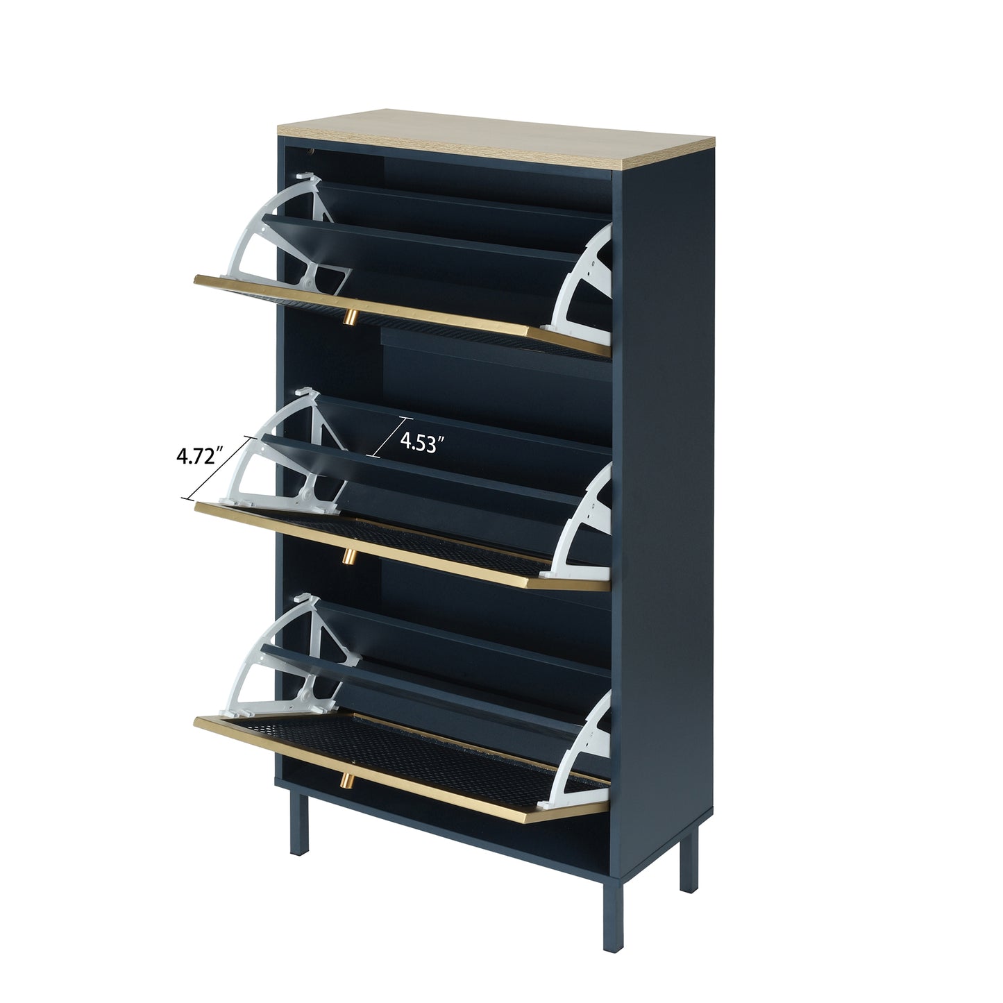 3 Metal Door Shoe Rack, Freestanding Modern Shoe Storage Cabinet, Metal Rattan, For Entryway