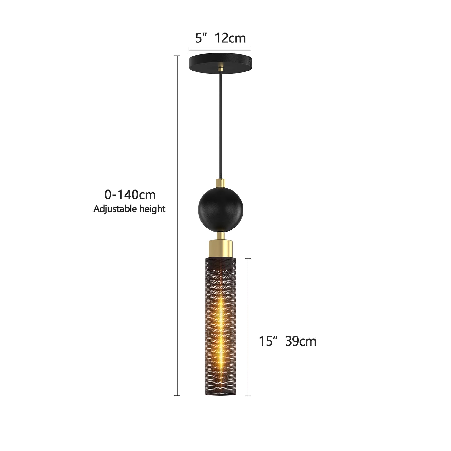 Modern Black Wrought Iron Pendant Light For Kitchen Island, Adjustable Cord Pendant Fixture, Hanging Lighting Over Kitchen Island, Indoor Chandelier For Bedroom & Bathroom
