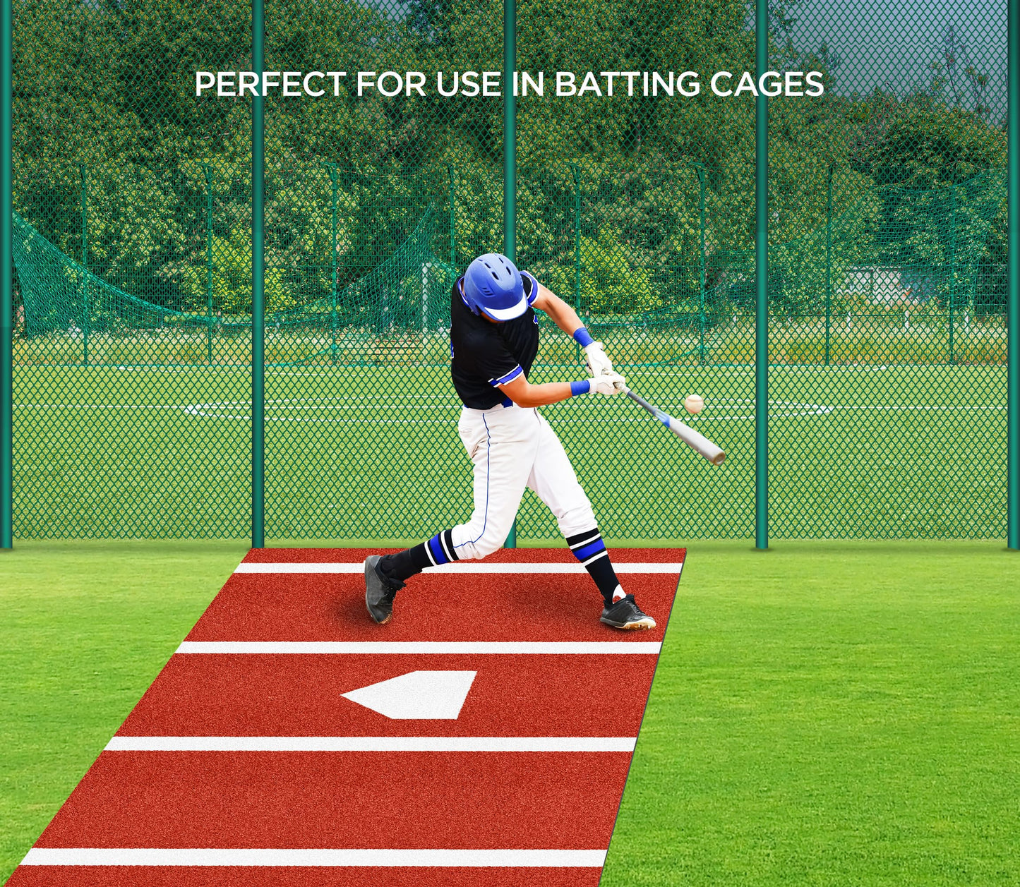 Premium Baseball Batting Mat 10x3.8 Ft Indoor Outdoor Portable Baseball Softball Hitting Mat, Non-slip Rubber Bottom Batting Cage Mat With Home Plate For Batter, Pitcher And Catcher Training