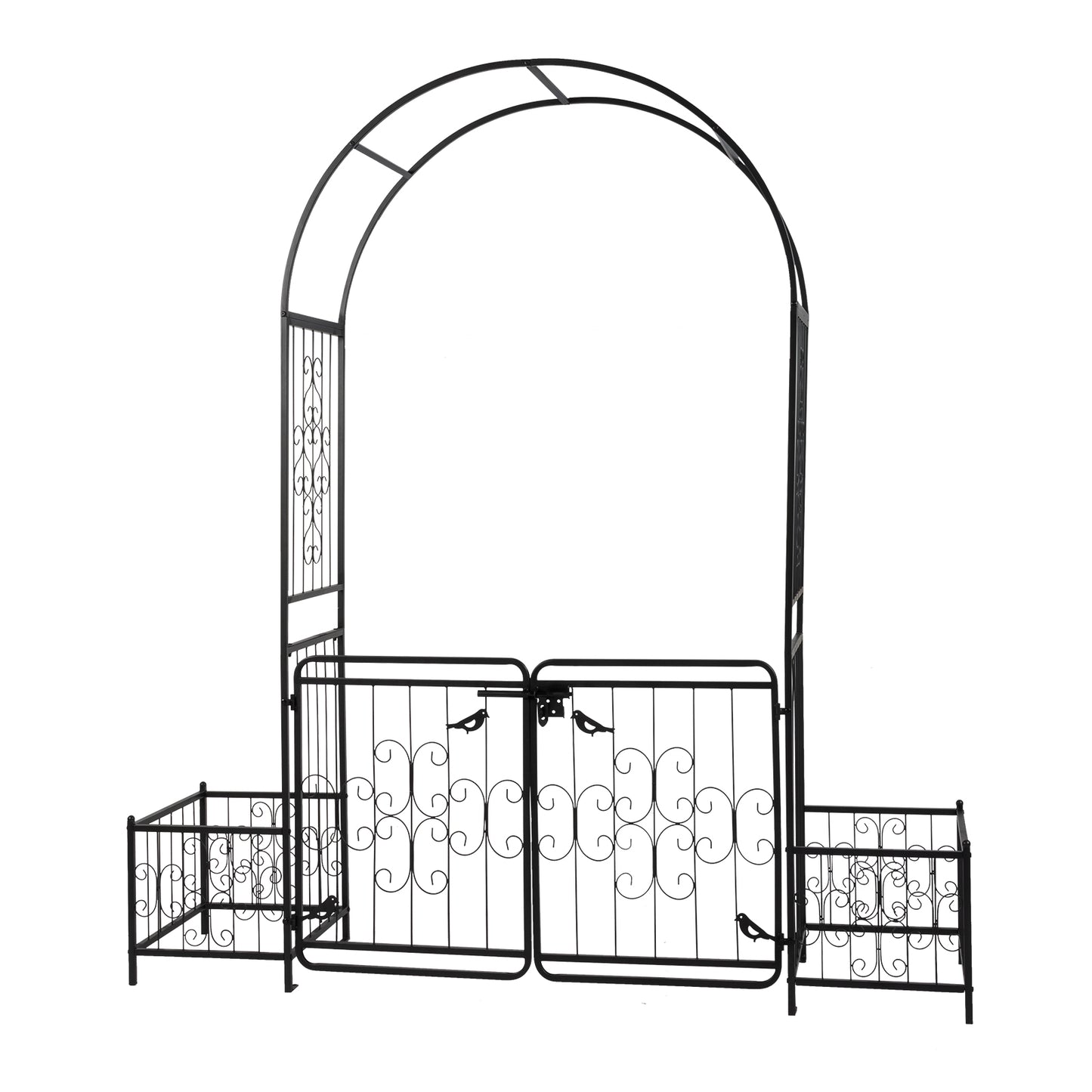 Garden Arbor Arch With Gate And Planter Box, Wedding Arch Archway For Ceremony Party, Trellis For Plant Climbing, Christmas Decorations Pergola For Backyard, Lawn, Patio, Yard
