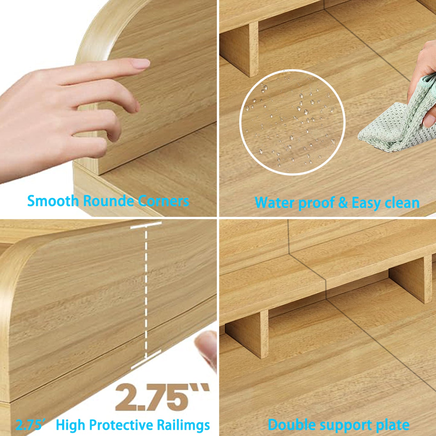 Washer Dryer Countertop With Non-slip Pads, Laundry Wood Shelf Topper With Edge, 54 Width X 27.5 Depth Double Layer Organizer For Washer And Dryer Laundry Hamper Counter Storage Natural Color