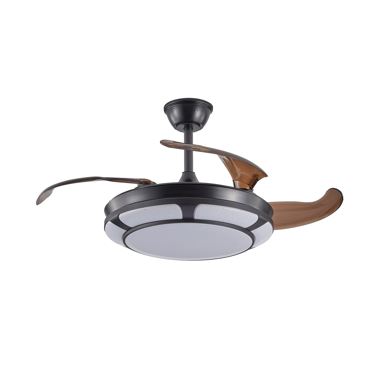 42 Retractable Ceiling Fan With Light, Modern LED Chandelier Fan With Remote Control, 6 Speed Adjustable Blades, Quiet DC Motor, Dimmable Lighting For Living Room, Bedroom, Dining Room