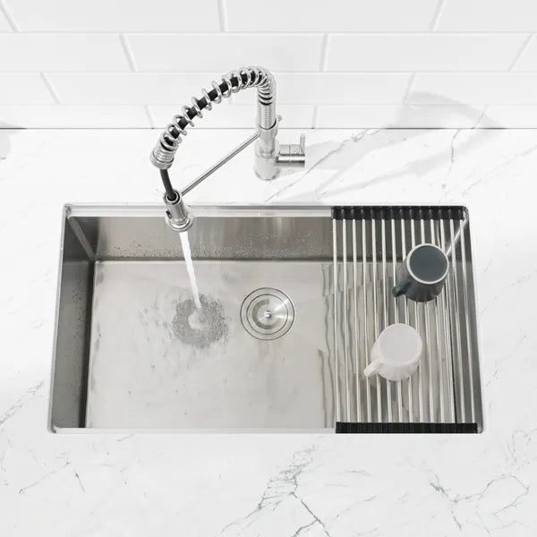 Stainless Steel Kitchen Sink, 33'x19' Single Bowl, Undermount Handmade Sink In Black, With Cutting Board, Colander-Unable Ship Weekends, TK And TEMU Only For Pickup