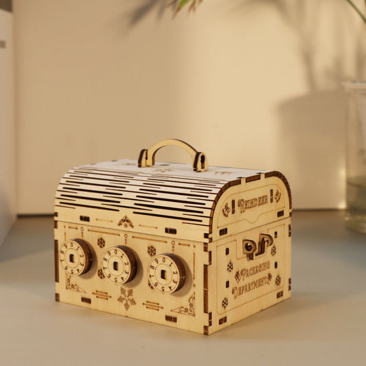 3D Wooden Puzzle DIY Treasure Box Model Building Kits Brain Teaser Projects For Adults Christmas Gifts