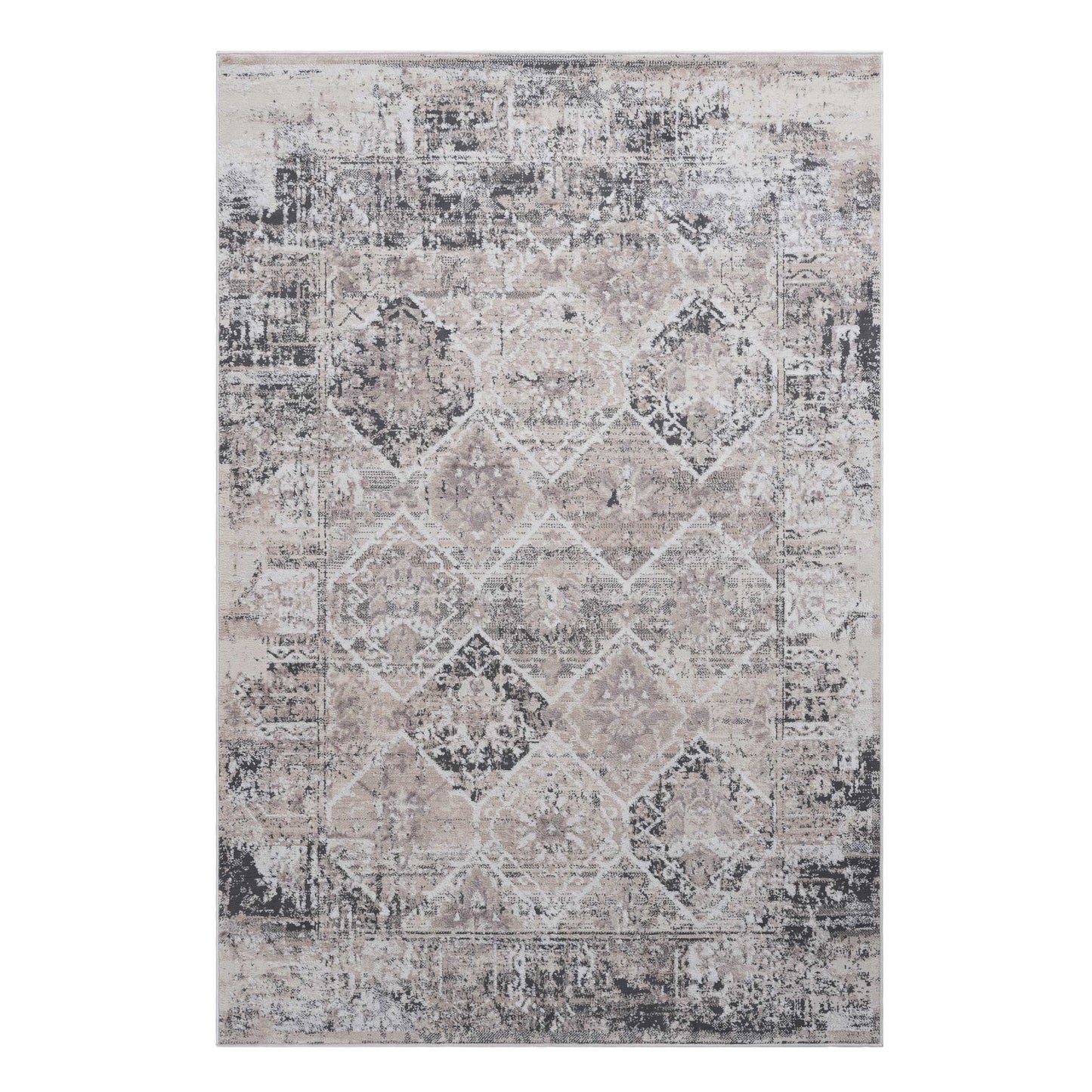 PAYAS 8X10 Cream  Anthracite  Traditional Area Rug