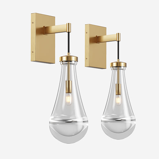 Wall Sconces Set Of Two, Brass Modern Raindrop Glass Sconces Wall Lighting, Gold Wall Light Fixtures Indoor Wall Light, Vanity Light Fixture Wall Lamp For Living Room, Bathroom