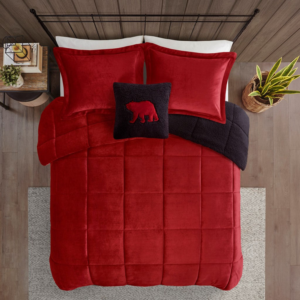 Full Queen Plush To Sherpa Down  Comforter Set