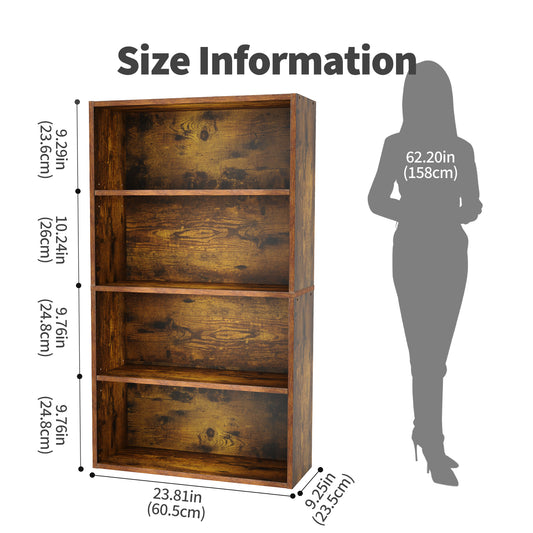 Four-tier And Three-tier Bookcases, Floor-standing Open Shelving, Suitable For Storage In Home Offices, Living Rooms And Bedrooms