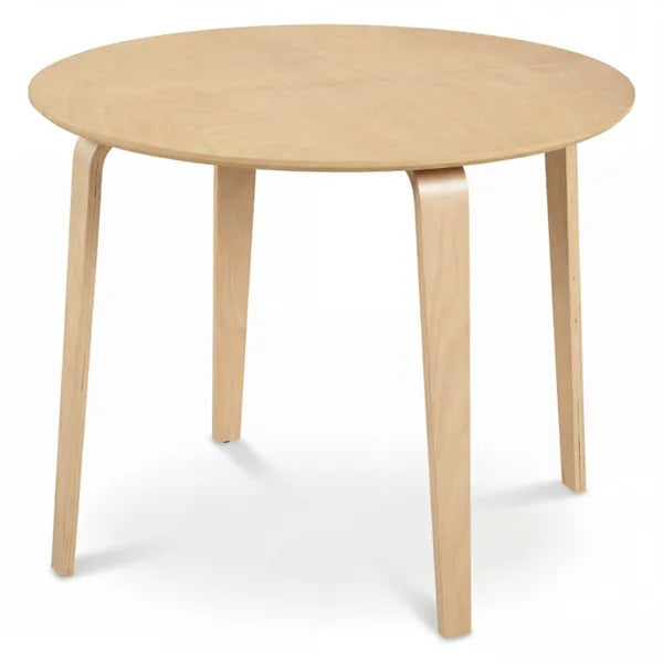 37.5" Round Dining Table, Solid Rubber Wood Legs For 4 People (Natural)