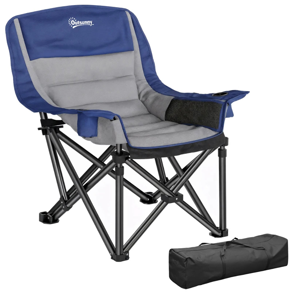 Camping Chair Tear-resistant Oxford Fabric For Adults Robust Metal, Portable Folding Camping Chair With Side Pockets, Cup Holders, Carry Bag