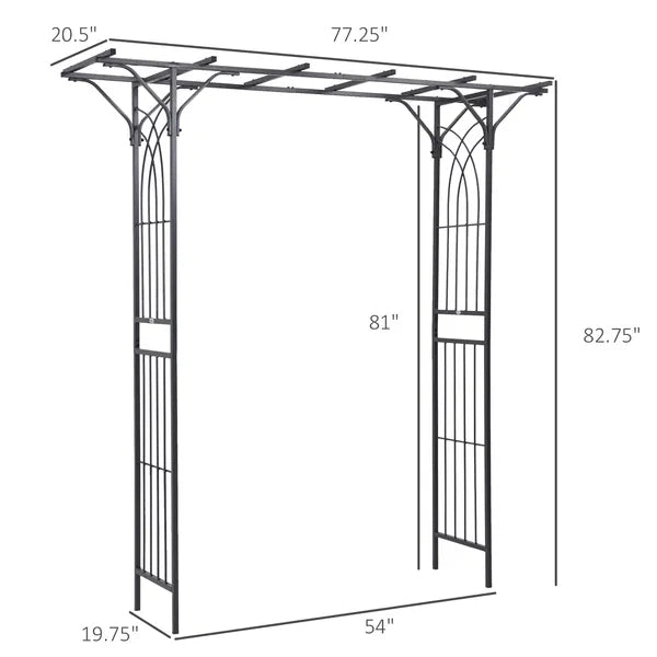 Garden Trellis Arch 82inch Steel Elegant Scrollwork For Weddings & Gardens Brown