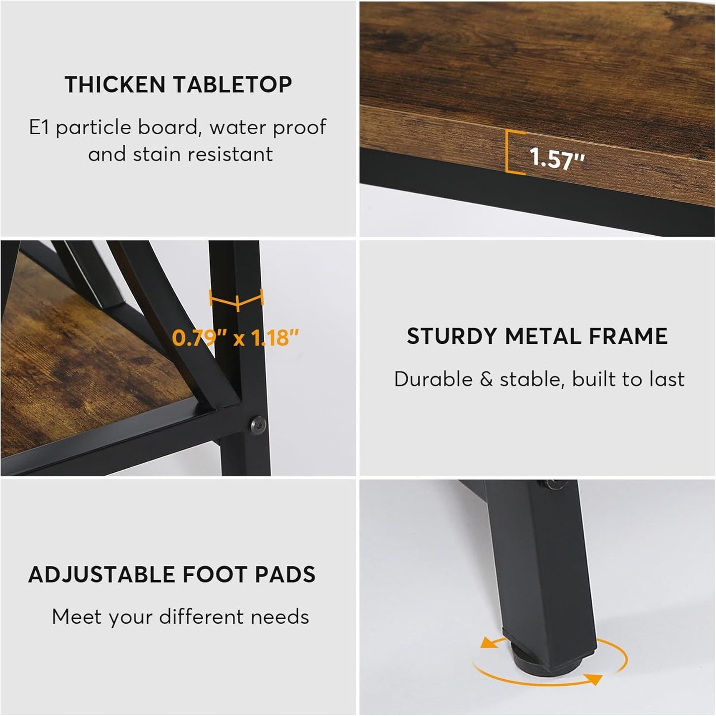 Extra Long Console Table, Industrial Sofa Table Behind Couch With 2 Tier Storage Shelf