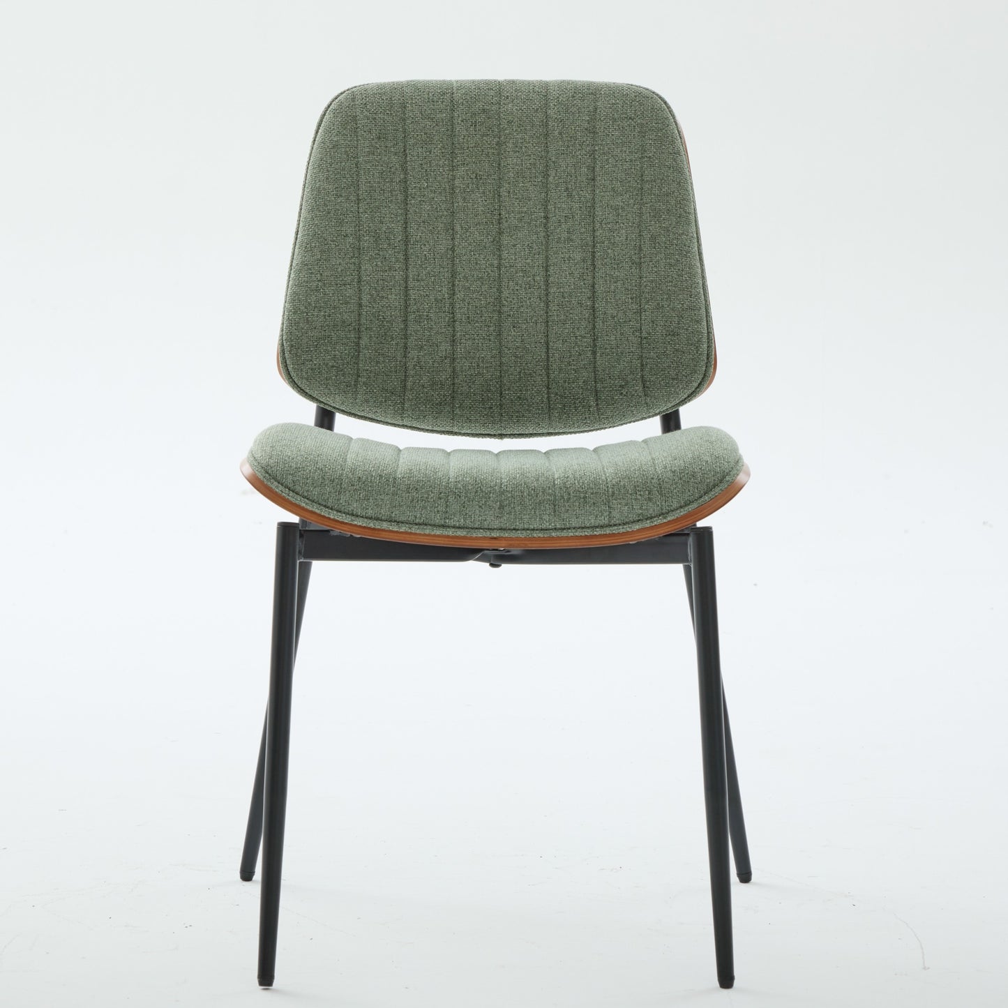 Dining Chairs Set Of 2 Mid Century Modern Retro Linen Chair With Walnut Bentwood Back Upholstered Seat Metal Legs Adjustable Foot For Kitchen Dining Room Chairs Olive Green Linen