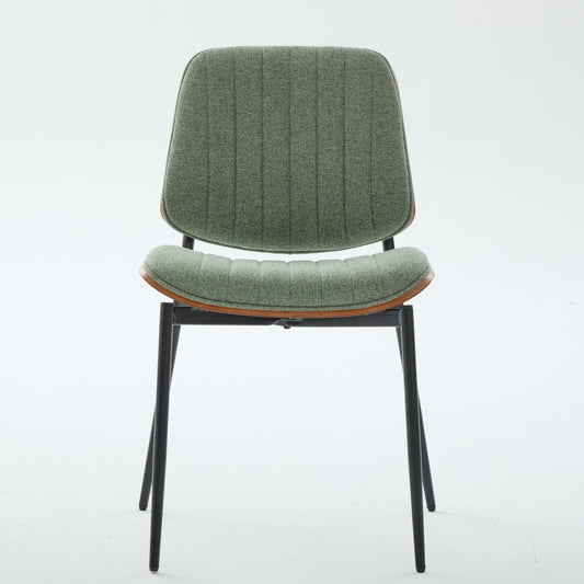 Dining Chairs Set Of 2 Mid Century Modern Retro Linen Chair With Walnut Bentwood Back Upholstered Seat Metal Legs Adjustable Foot For Kitchen Dining Room Chairs Olive Green Linen