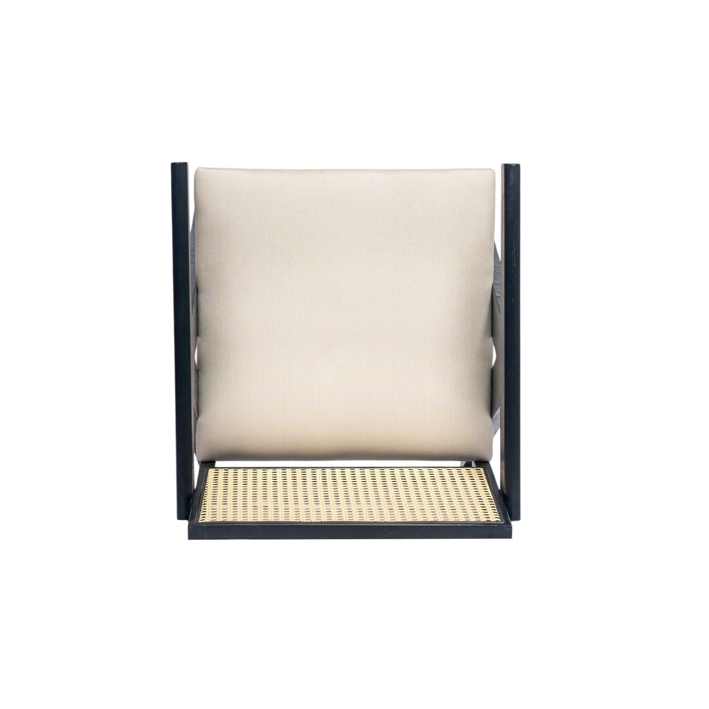 27 Height, Cream Grey Woven Cane Plastic Backrest Bar Stool - Foam-Padded Fabric Seat & Durable Rubberwood Frame