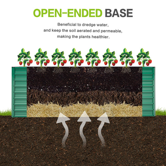 93.7in X 31.5in X 32.3in Raised Garden Bed Kit, 32in Ergonomic Height No Bending Metal Planter Box, Open-Ended Base For Drainage, 8 Reinforcing Rods, Rustproof Steel -Easy Assembly
