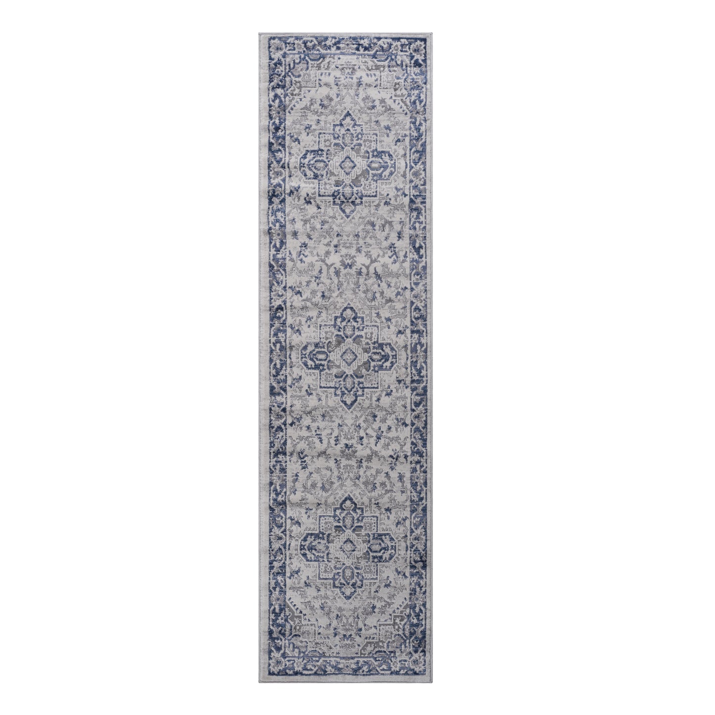 MARFI 2X8 Blue  Grey  Oriental Runner Rug