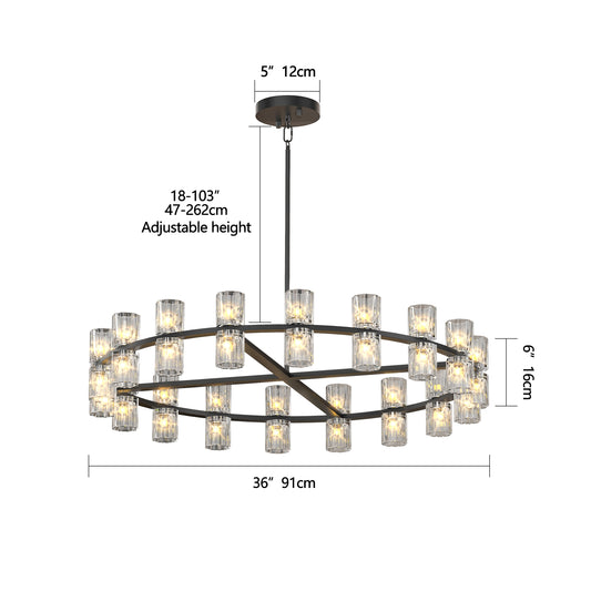 L005030-D36-P36B,W1340P310778  36 Inches Luxury Chandeliers Crystal Living Room Decorative Lights Simple Modern Dining Room LED Lighting,for Home Decor ,Bulbs Included