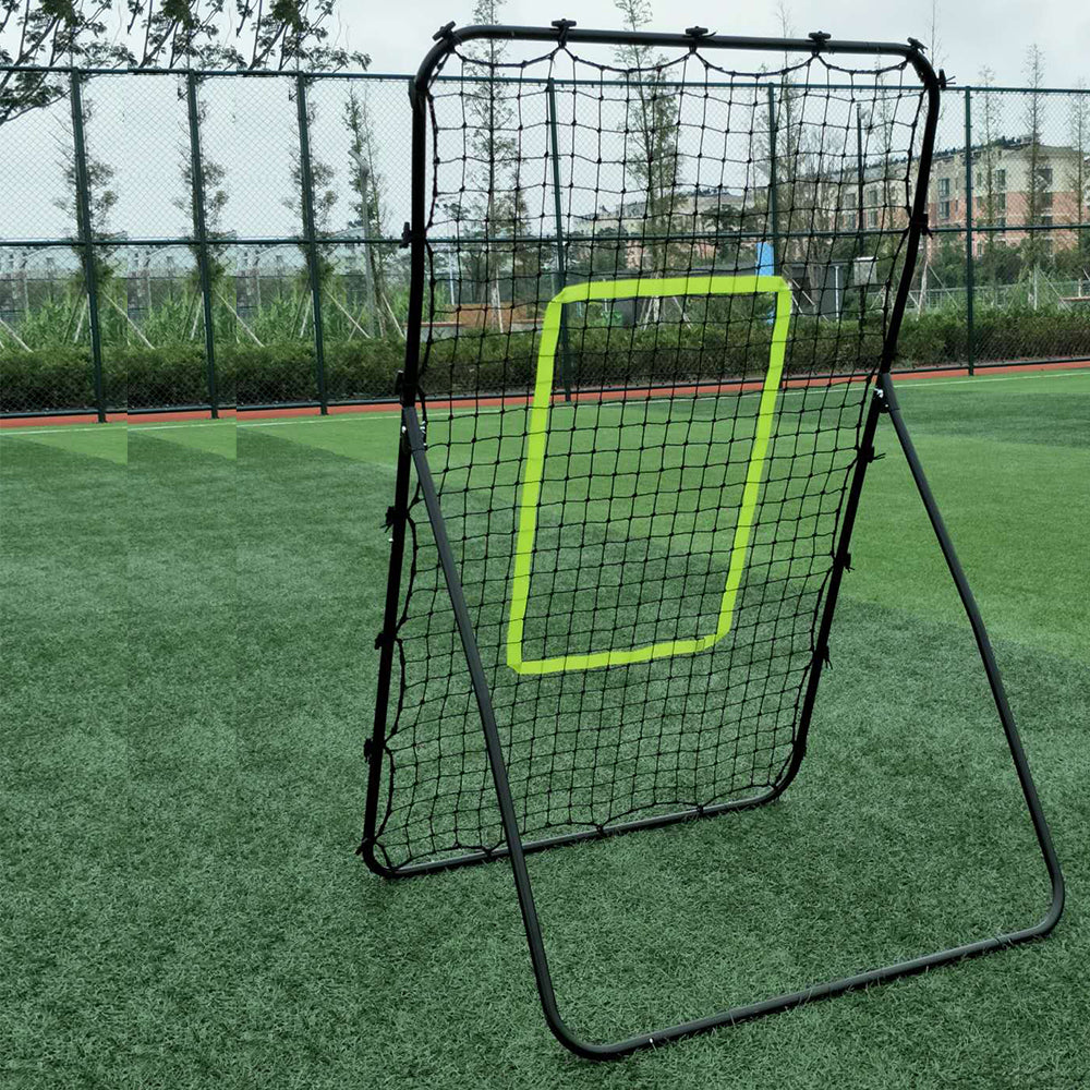 Steel Pipe Rebound Soccer Football Goal Black,Adjustable Rebounder Net,55.12 X 35.43 X 31.50, For Soccer, Football,Lacrosse, Baseball, Tennis