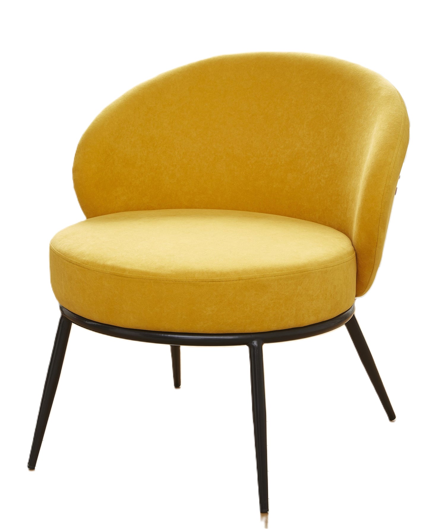 Round Velvet Accent Chair, Mid-Century Modern Upholstered Armchair With Metal Legs, Comfy Barrel Side Chair For Living Room Bedroom