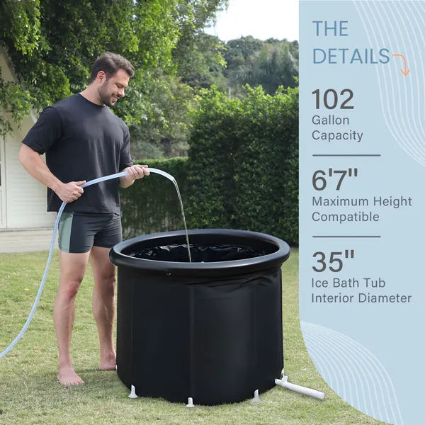 XXL Ice Bath Tub, 102 GL Cold Plunge Tub, Portable Plunge Pool, Multi-level Portable Bathtub For Outdoor Gym Treatments, Foldable Basin