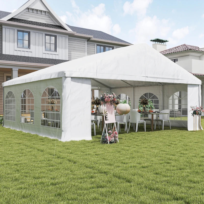 Heavy-duty Large Wedding Tent, Outdoor Carport Garage Party Tent, Patio Gazebo Canopy With Sidewall, White