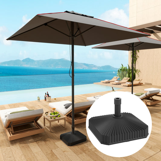 Square Patio Umbrella Base Holder, Heavy Duty Outdoor Umbrella Stand Base, Filled Up To 42lbs With Stand Or 33lbs With Water For Garden, Poolside, Black