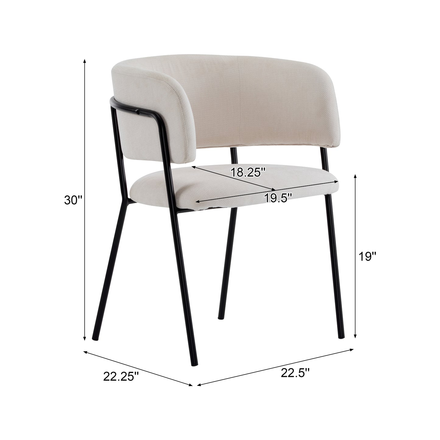 Modern Upholstered Arm Dining Chair Set Of 2-Beige