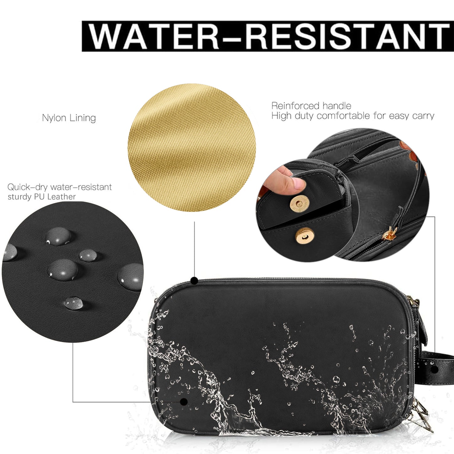 Travel Toiletry Bag For Women Men, Large Travel Toiletry Organizer Makeup Bag, Hanging Cosmetic Bag Kit Leather Skin Care