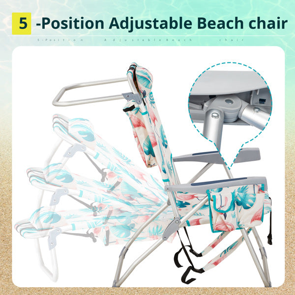 63x70x99cm Heightened Oxford Cloth Silver White Aluminum Tube Bearing Beach Chair Flamingo
