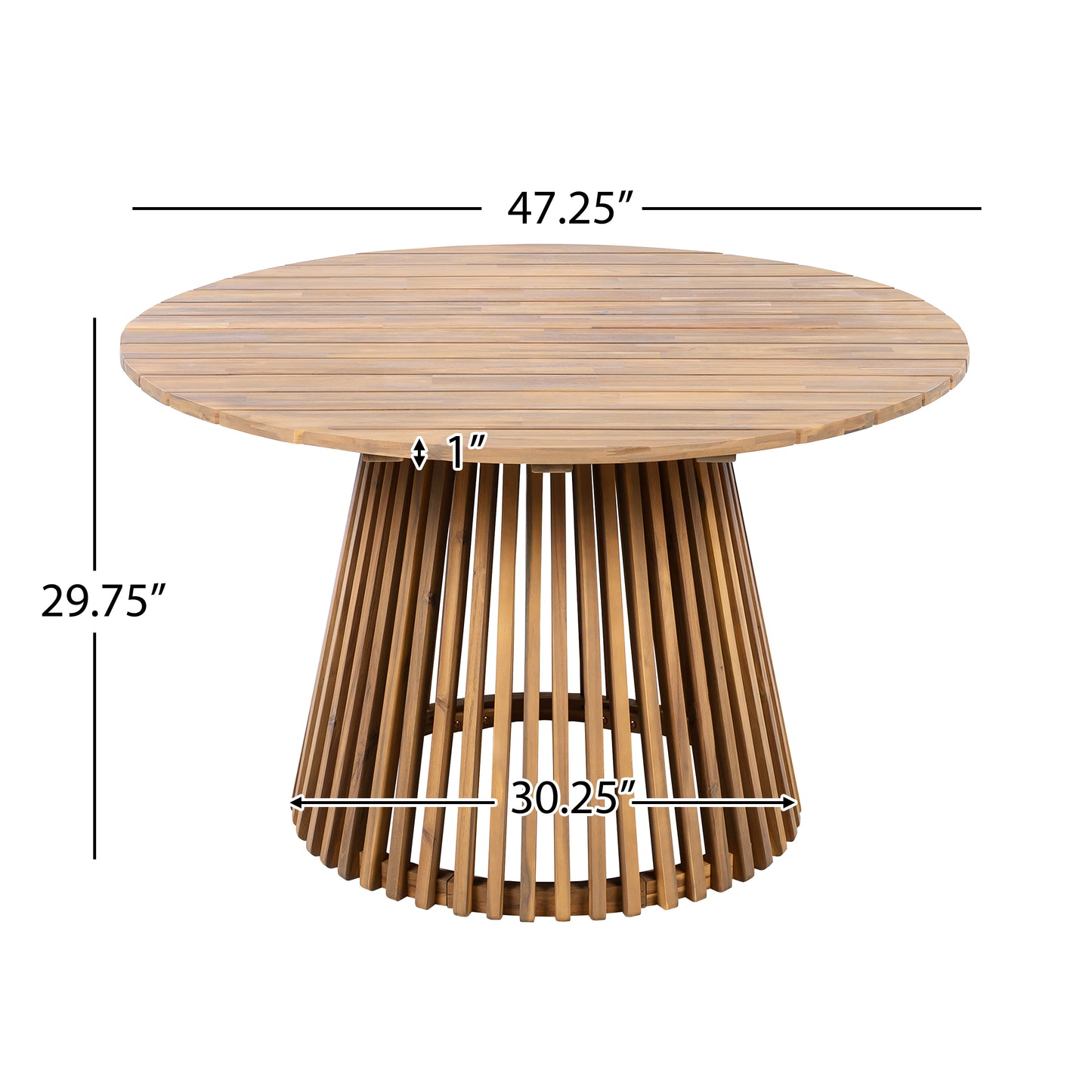 Outdoor Acacia Wood Patio Dining Table, 47.25-inch Extra-large Round Dining Table,for Backyard, Lawn, Balcony,Light Teak
