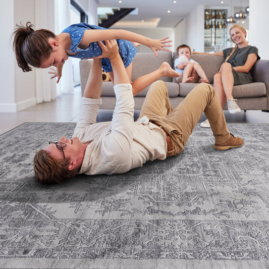 MARFI C Ollection 2X8 Silver  Oriental Runner Rug